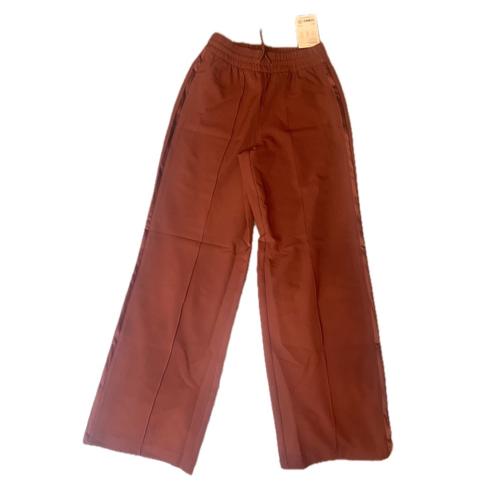Athleta Endeavor Relaxed Pant Womens XXS Brown New Wide Leg Satin Stripe